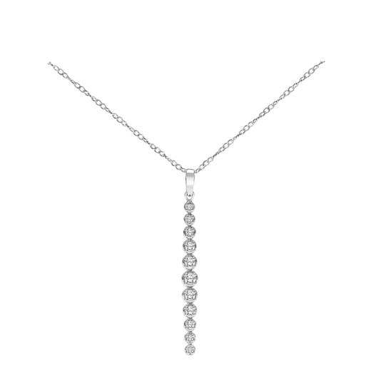 Vertical Bar Diamond Journey Pendant in Sterling Silver 0.13ct (I-J
Color, I3 Clarity), 18 inch