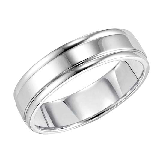 14K White Gold 6MM Round Edge High Polished Wedding Band by Brilliant Expressions