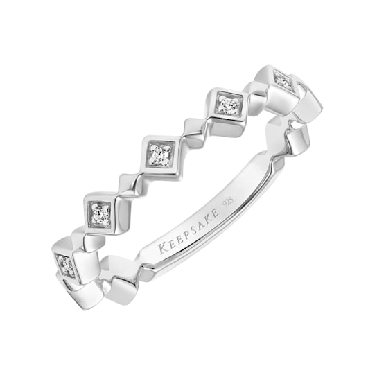 Women's Stackable Ring with Alternating Diamond Accents 925 Sterling
Silver 0.05 ct (I-J, I3)