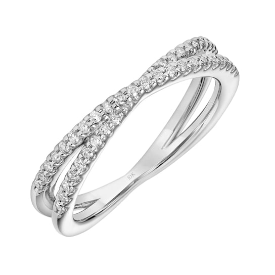 Crisscross X Diamond Ring Wedding or Anniversary Band in 10K White Gold
1/5 Cttw (I-J, I3)