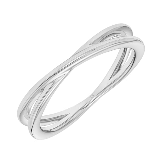 Polished Plain X Cross Ring in 925 Sterling Silver, by Keepsake