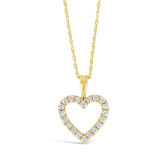 10K Yellow Gold 1/4 Ctw Diamond Open Heart Adjustable Necklace (I-J
Color, I2-I3 Clarity),16-18 inch