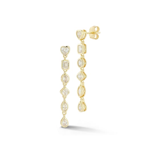 Rachel Zoe CZ Mixed Shape Bezel Dangle Earrings in 14K Gold Over
Sterling Silver