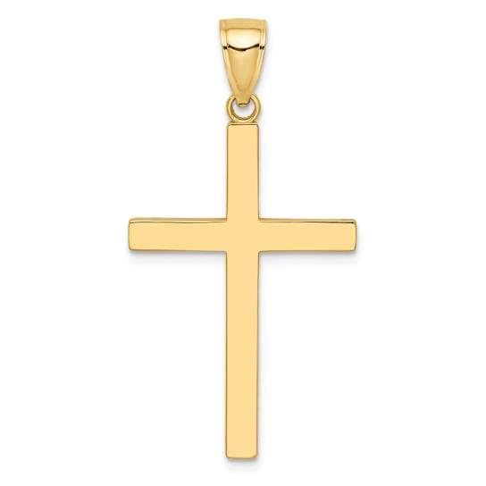 14k Yellow Gold Solid Reversible Latin Cross Pendant