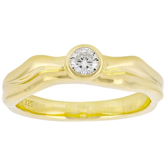 Lab-Grown Diamond Solitaire Ring In 14K Gold Over Sterling Silver 0.20ctw
