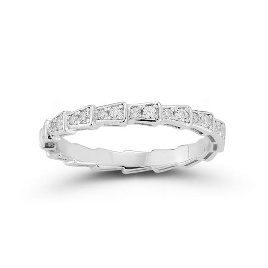 CZ Serpent Scale Band Ring In Sterling Silver