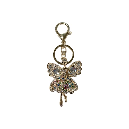 Gold Tone Fairy Princess Multi Crystal Key Chain