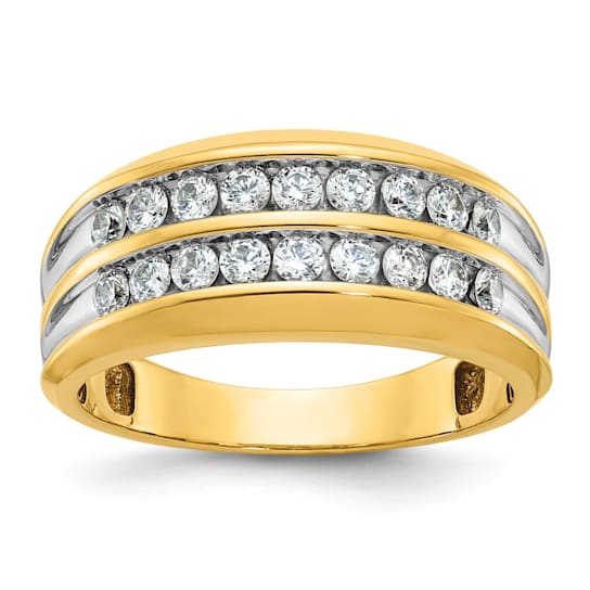 10K Two-tone Yellow Gold with White Rhodium Men's Polished Two-Row
Diamond Ring 0.73ctw