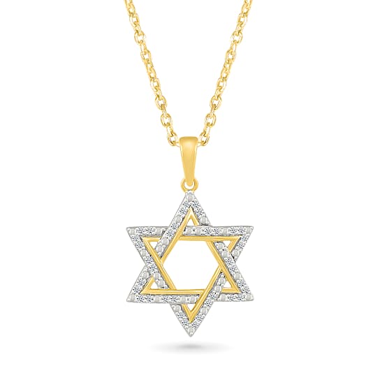 Diamond Star Of David Pendant In 10K Gold 0.10ctw
