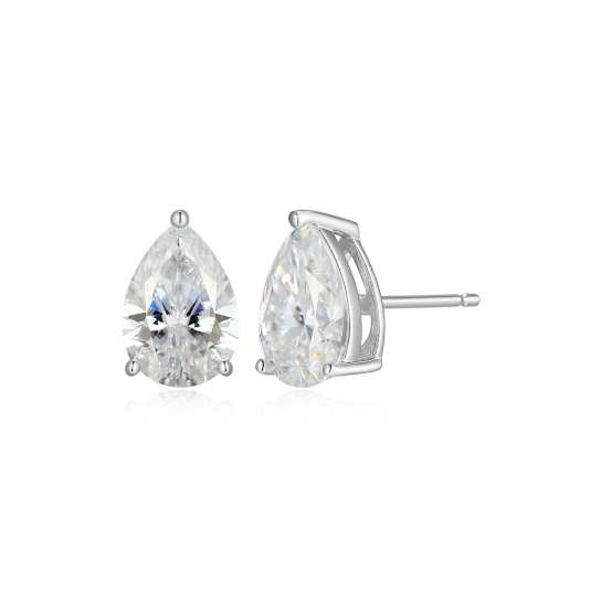 Pear Shape Moissanite Platineve Stud Earrings 4.20ctw DEW
