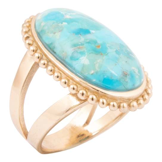 Barse Turquoise Oval-Cut Statement Ring In Bronze
