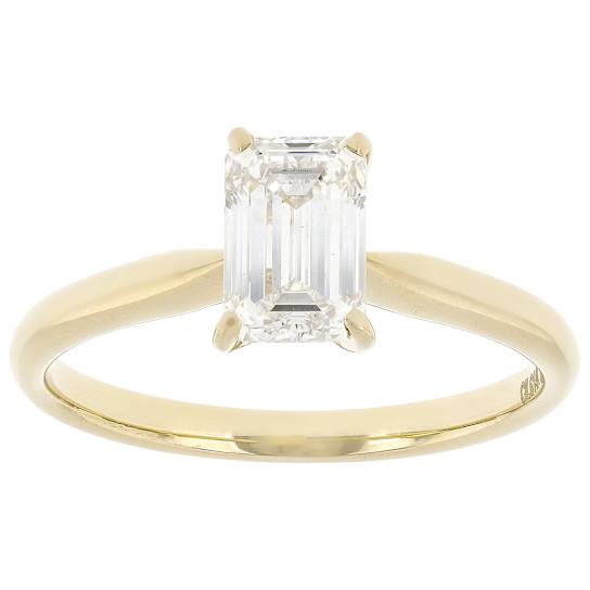 Lab-Grown Diamond Emerald-Cut Solitaire Ring In 14K Gold 1.10ct