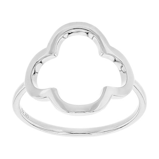 Sculptural Clover Open Design Ring In Sterling Silver
