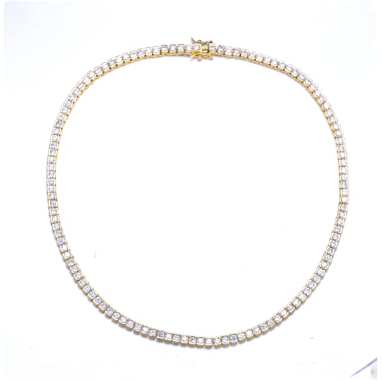 Classic CZ Tennis Necklace In 14K Gold Over Sterling Silver 16 Inch