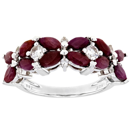 Red Indian Ruby Rhodium Over Sterling Silver Ring 2.40ctw