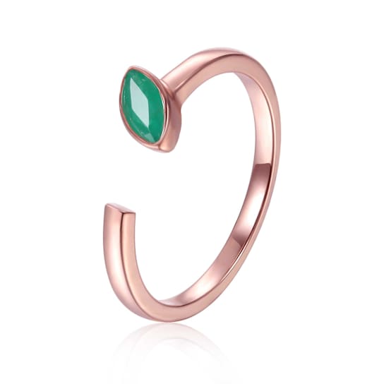Emerald 14K Rose Gold Over Sterling Silver Marquise Solitaire Open
Design Ring, 0.25ct