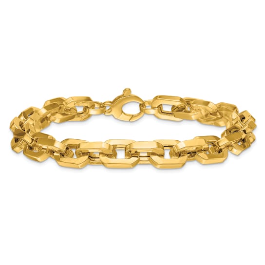 14K Yellow Gold 8.7mm Fancy Link 8.5 Inch Bracelet