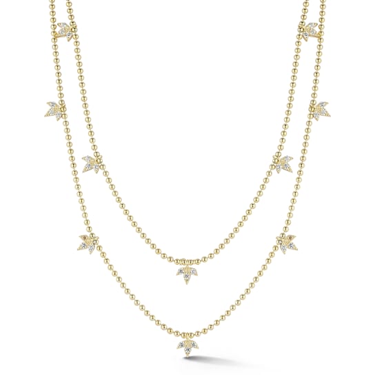 Rachel Zoe Double Layered Beaded Charm Necklace in 14K Gold Over
Sterling Silver