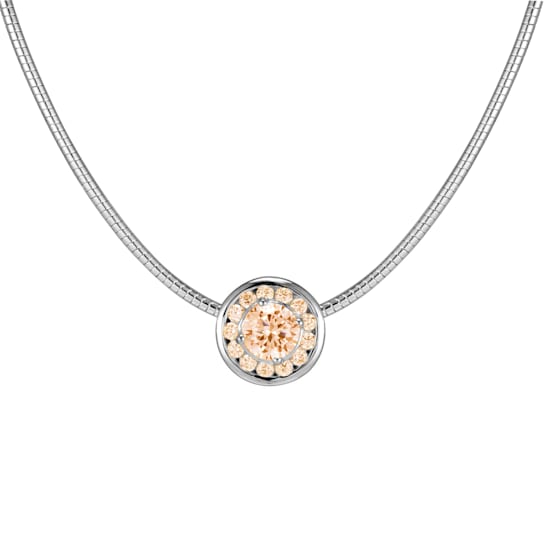 Champagne Cubic Zirconia Rhodium Over Silver Necklace 1.54ctw