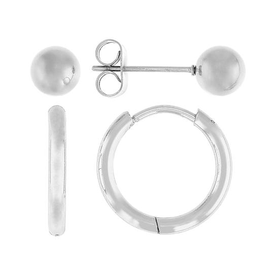 Stud and Hoop Earring Box Set In Silver-Tone