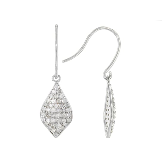 White Diamond Rhodium Over Sterling Silver Dangle Earrings 0.88ctw