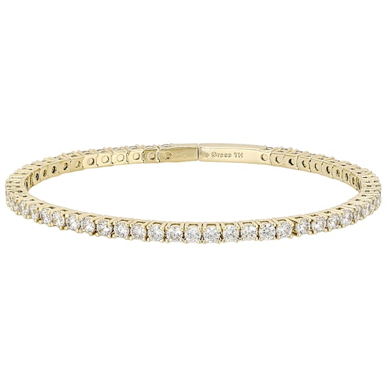 CZ Flex Bangle In 18K Gold Over Brass 9.23ctw