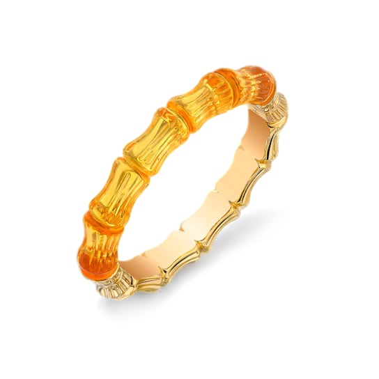 14K Yellow Gold Over Sterling Silver Acrylic Bamboo Bangle in Honey