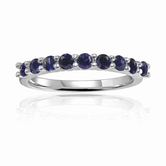 Blue Sapphire Stackable Band Ring In Sterling Silver