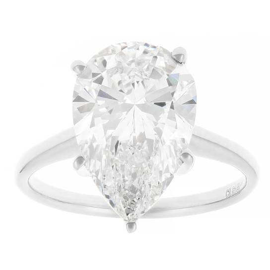 Lab-Grown Diamond Pear Shape Solitaire Ring In 14K White Gold 5.00ct