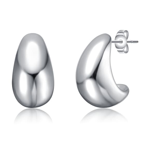 San Marco Rain Drop Cuff Earrings In Rhodium Over Brass