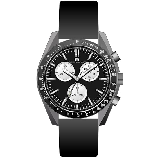 Oceanaut Men's 40mm Orbit Black Dial, Black Leather Strap Watch