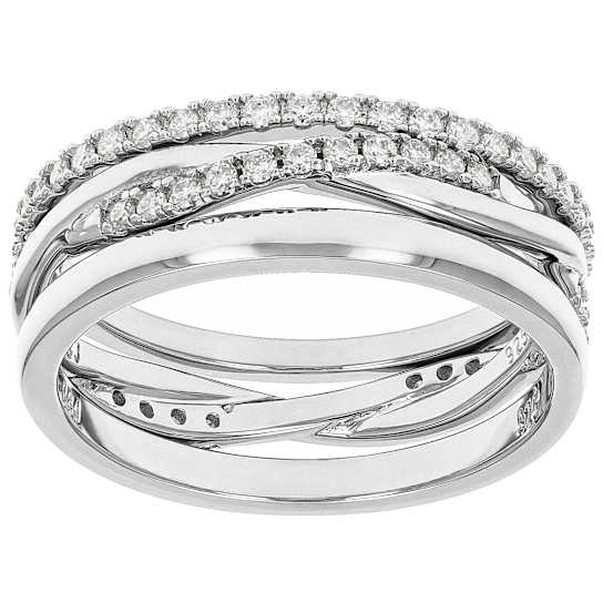 Moissanite Stackable Set Of 3 Rings In Platinum-Enhanced Sterling Silver