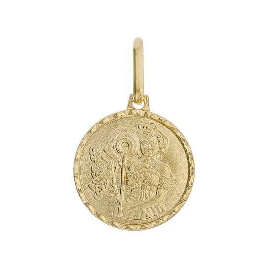 Aquarius Zodiac Medallion Pendant In Solid 14K Yellow Gold