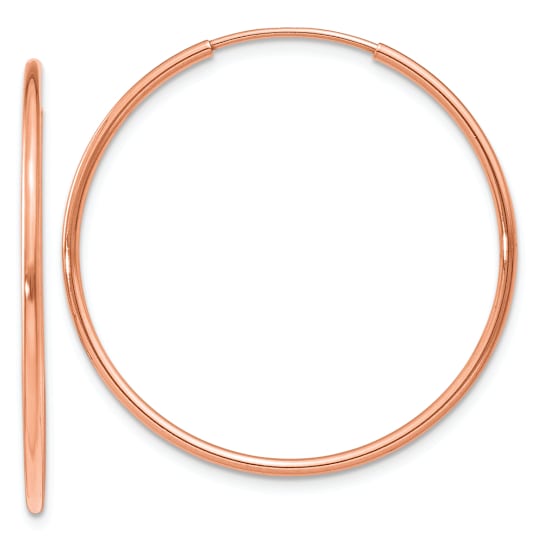 14k Rose Gold Polished 1 3/16" Endless Hoop Earrings