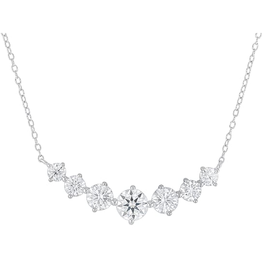 Graduated Moissanite Necklace In White Metal