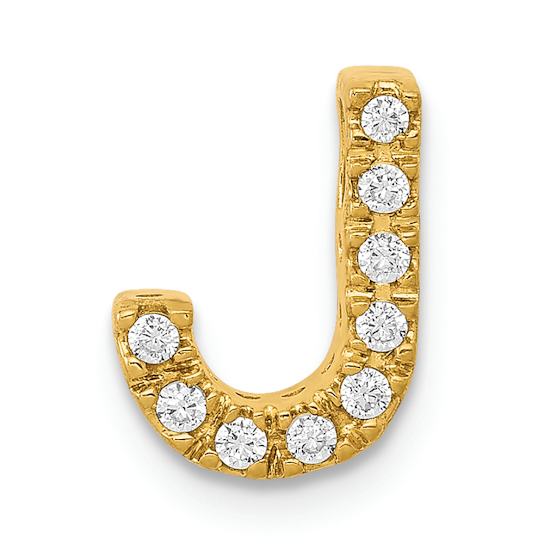 14K Yellow Gold Diamond Letter J Initial Charm