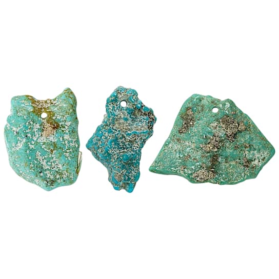 Sonoran Turquoise Pre-Drilled Tumbled Nugget Focal Beads Set of 3