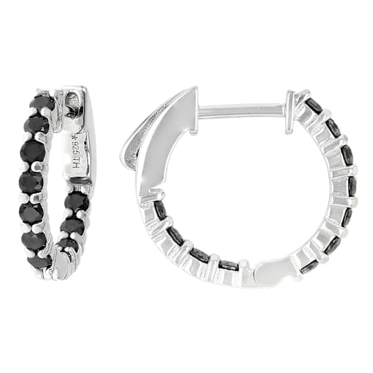 Black Diamond Huggie Earrings In Sterling Silver 0.70ctw