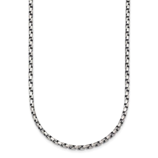 Sterling Silver Antiqued and Satin 2.5mm Twisted Box 18 inch Chain