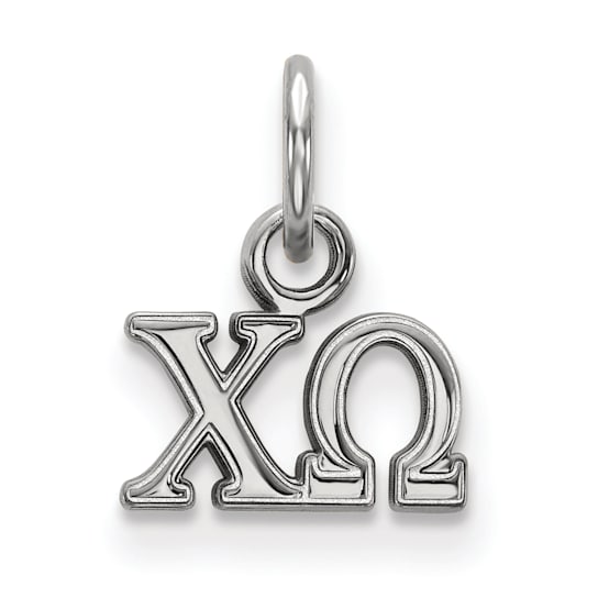 Rhodium Over Sterling Silver LogoArt Chi Omega Extra Small Pendant