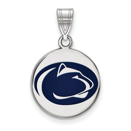 Rhodium Over Sterling Silver LogoArt Penn State University Medium Enamel
Disc Pendant