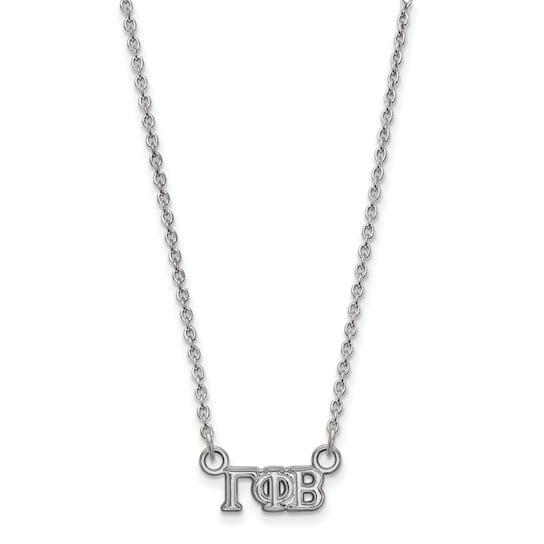 Rhodium Over Sterling Silver LogoArt Gamma Phi Beta Extra Small Pendant Necklace