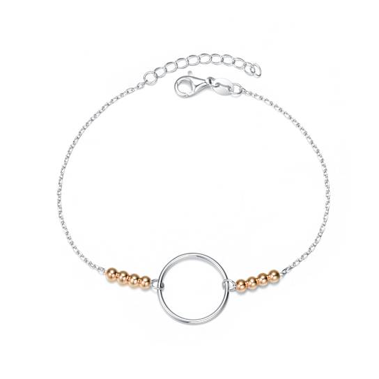 Two-Tone Halo Station Bracelet In Sterling Silver And 18K Rose Gold Over
Sterling Silver