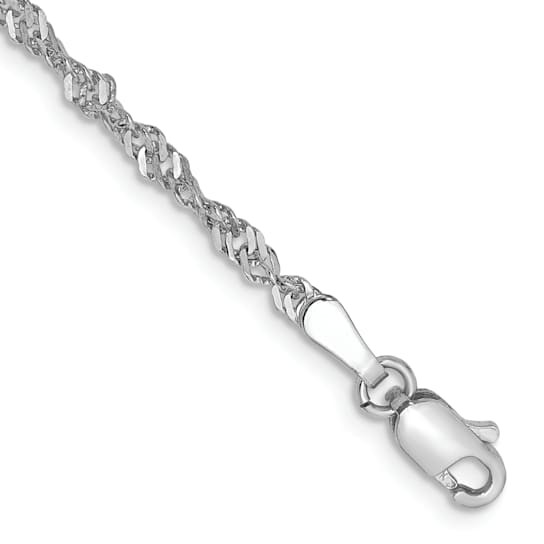 14K White Gold 2.0mm Singapore Chain Bracelet