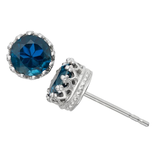 London Blue Topaz Sterling Silver Stud Earrings 1.80ctw