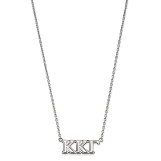 Rhodium Over Sterling Silver LogoArt Kappa Kappa Gamma Medium Pendant Necklace
