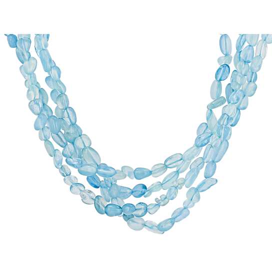 Free-form Aquamarine Multi-Strand Necklace In Sterling Silver