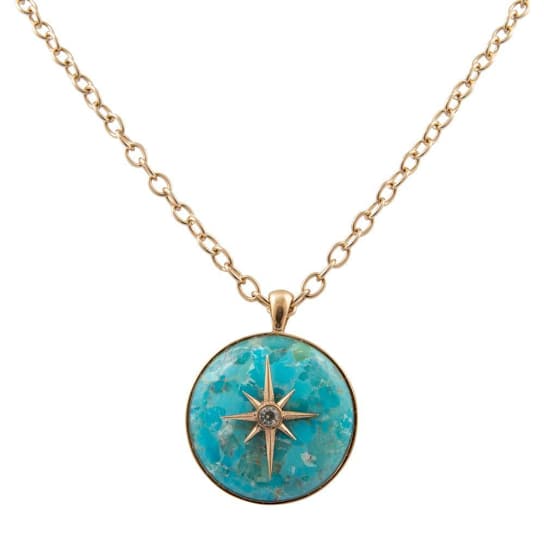 Barse Turquoise Celestial Star Pendant Necklace In Bronze