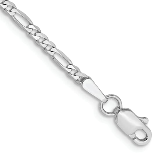 14K White Gold 2.25mm Flat Figaro Chain Bracelet