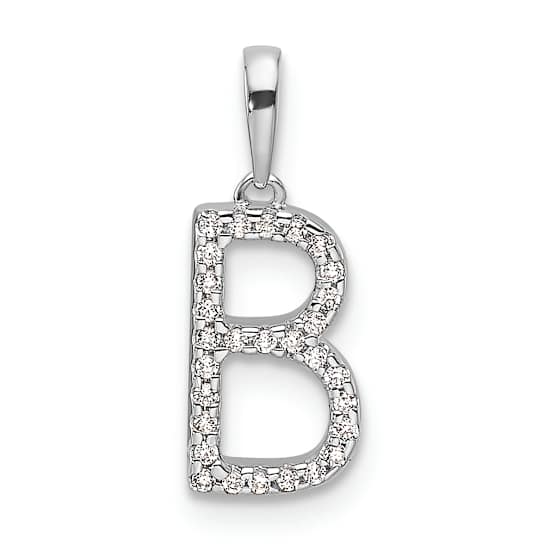 Rhodium Over 14k White Gold Diamond Letter B Initial Pendant